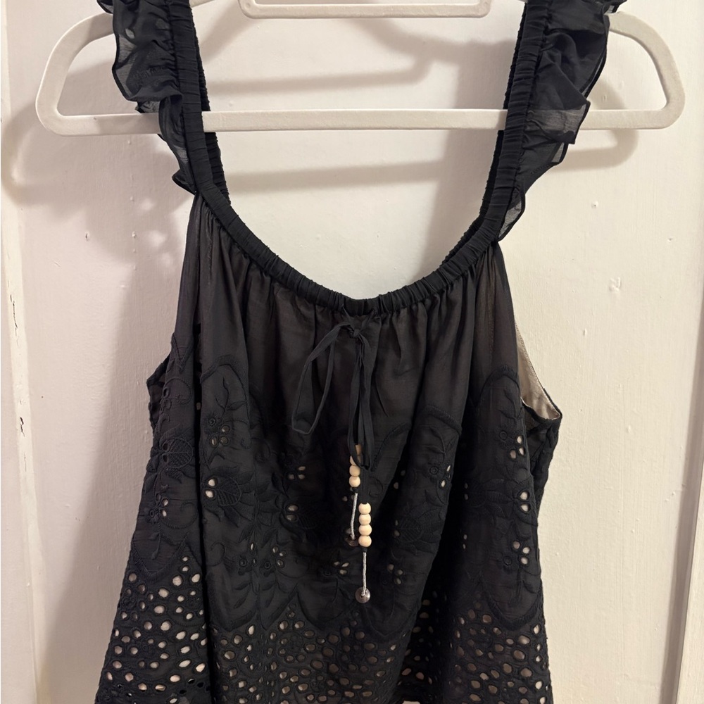 Flannel Australia Eyelet Ruffle Strap Tank Top -